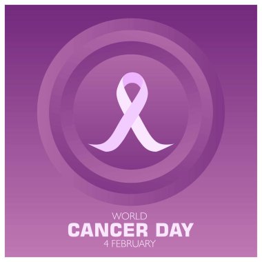 Kanserin farkındalığı çemberin içinde. Dünya Kanser Farkındalık Günü, 4 Şubat. Dünya Kanser Günü konsepti. Düz vektör illüstrasyonu.