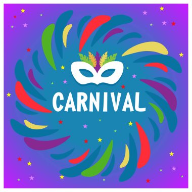 Geleneksel Brezilya karnavalı. Renkli maskeler ve partiler festivali canlandırıyor. Karnaval partisi konsepti. Düz vektör illüstrasyonu.