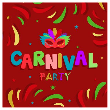 Geleneksel maskeli geçit töreni. Brezilya 'da geleneksel karnaval. Karnaval Partisi konsepti. Düz vektör illüstrasyonu.