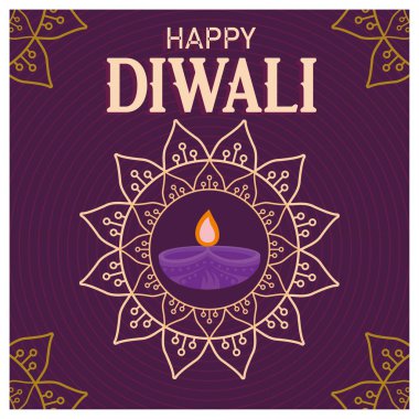 Güzel desenlerle parlayan dekoratif lambalar. Şenlikli ışık festivali. Diwali festivali konsepti. Düz vektör illüstrasyonu.