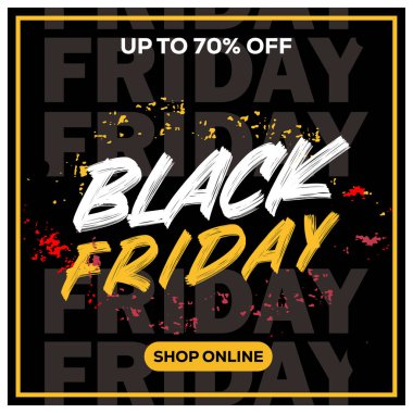 Black Friday sale with huge discounts. Black Friday text on a black background. Black Friday sale concept. Flat vector illustration. clipart