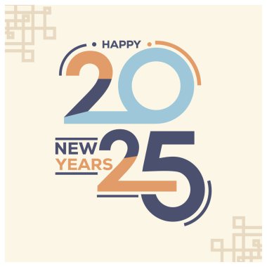 Yeni yıl 2025, parlak renklerle. Umarım gelecek yıl bir öncekinden daha iyi olur. Mutlu yıllar 2025 konsepti. Düz vektör illüstrasyonu.