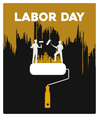 Silhouette of a painter holding a paint roller. Labor Day celebration at a construction project. Labor Day concept. Flat vector illustration. clipart