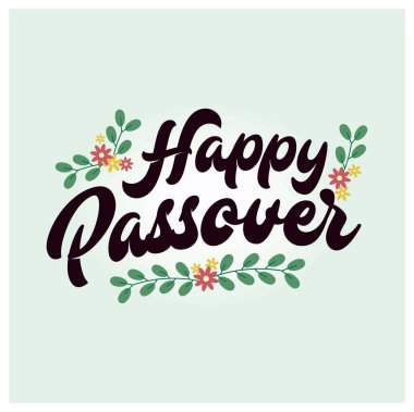 Çiçekli ve yapraklı Paskalya mesajınız kutlu olsun. Hıristiyan dini kutlaması. Hamursuz Bayramı konsepti. Düz vektör illüstrasyonu.