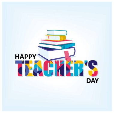 Bir yığın kitapla Öğretmenler Günün kutlu olsun. Gelmiş geçmiş en iyi öğretmen. Öğretmenler Günü konsepti. Düz vektör illüstrasyonu.