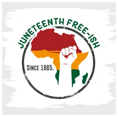 1865 'ten beri Haziran' da özgürüm. Bir Afrika ülkesinin haritasıyla sımsıkı sarılmış. Haziran konsepti. Düz vektör illüstrasyonu.