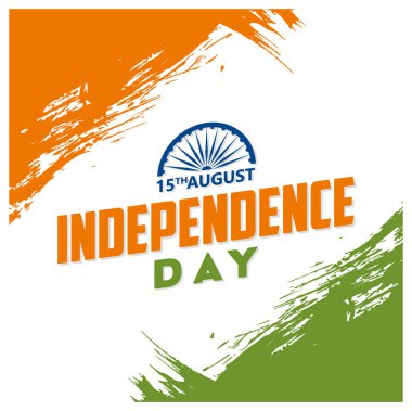 Hindistan 'ın Bağımsızlık Günü' nün anısına, 15 Ağustos. Ashoka Tekerlekli Kızılderili Bayrağı. Bağımsızlık Günü konsepti. Düz vektör illüstrasyonu.