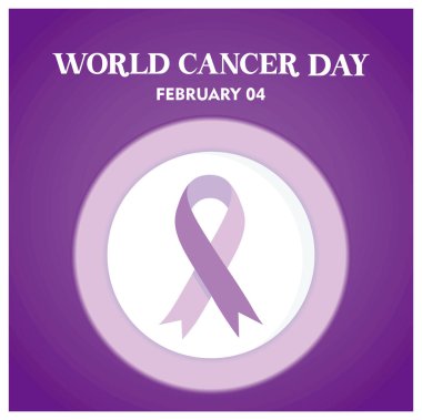 Dünya Kanser Günü, 4 Şubat. Kanseri önlemek, tespit etmek ve tedavi etmek. Dünya Kanser Günü konsepti. Düz vektör illüstrasyonu.