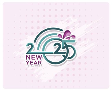Modern grafiklerle 2025 Yeni Yıl Kutlama Tasarımı. Cesur sayılar ve şenlikli sıçramalarla. Mutlu yıllar 2025 konsepti. Düz vektör illüstrasyonu.