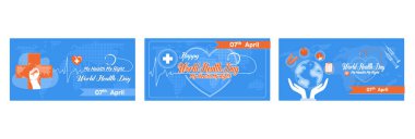 My health, my rights. Commemorating World Health Day.World Health Awareness Day. World Health Day concept. Set flat vector illustration.