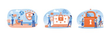 General privacy regulations for the protection of personal data. People protect business data and information. Data protection on the internet. General Privacy concept. Set flat vector illustration.