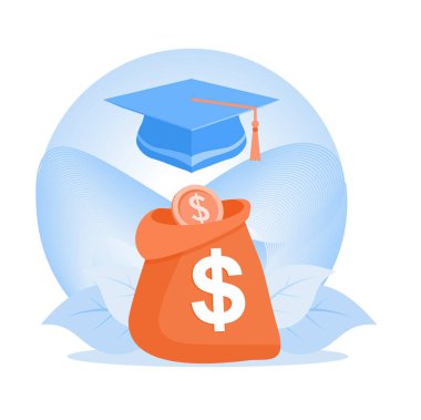 Personal financial management. Budgeting finances for education and knowledge. Investing money in self-development concept. Flat vector illustration.