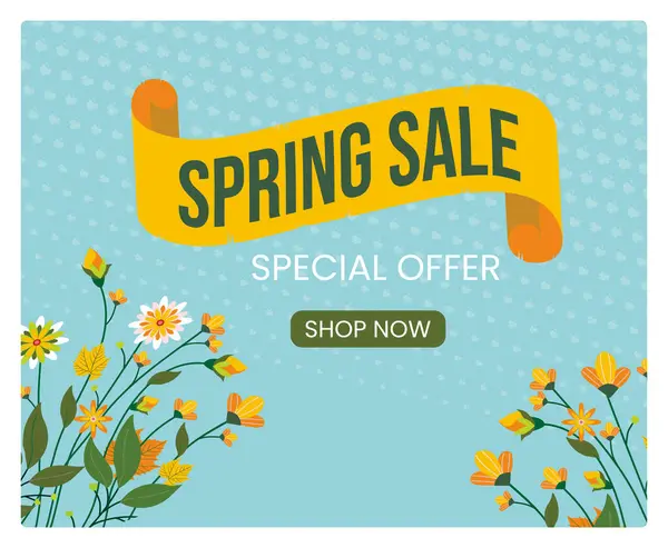 Spring sale promotion banner with floral design. Special discount offer during the spring season. Spring Flourishing concept. Flat vector illustration.