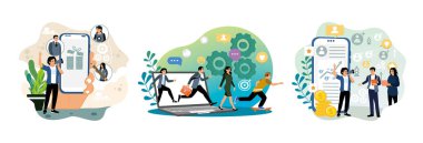 Dijital pazarlama stratejisi. Bir arkadaşlık sadakat programı ile pazarlama metodu. Dijital pazarlama ekipleri mobil teknoloji kullanarak kampanya stratejileri üzerinde işbirliği yapıyor.