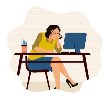 Kadınlar yaratıcılık krizi geçiriyorlar. Genç kadınlar bilgisayarın önünde çalışırken sıkılmış ve bitkin hissederler..