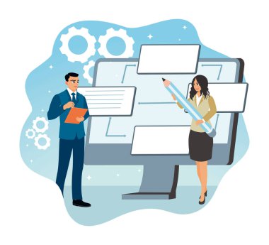 Yazılım geliştirme soyut kavramı. UX veya UI tasarımcıları bilgisayar uygulamalarının prototiplerini dizayn ederler.