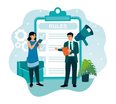 Çalışma kuralları ve yönetmelikleri. Yöneticiler, çalışan rehberliği için şirket politikaları ve düzenlemeleri oluştururlar.