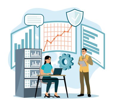 Ofis çalışanları verileri dijital aygıtlar üzerindeki grafik ve grafikler olarak analiz ediyorlar. Profesyonel takım çalışması, grafik ve grafikler kullanarak büyüme yönetimi ve karar verme mekanizmasını analiz ediyor..