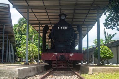 A vintage steam locomotive at the Ambarawa Railway Museum showcases Indonesia's railway history. Indonesia, 17 November 2024 clipart