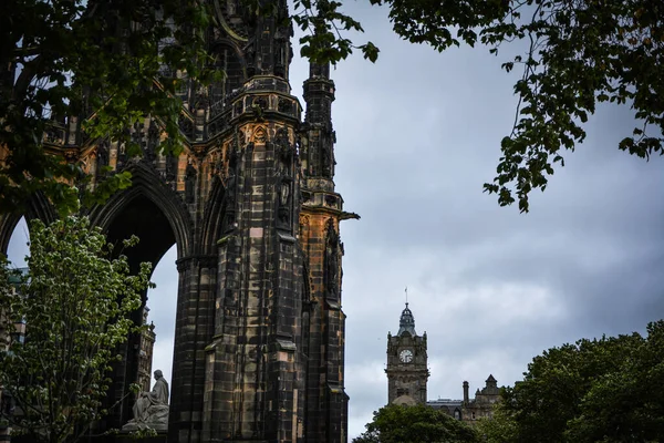 The Scott Monument and the Balmoral Tower in Edinburgh Skyline