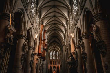 The Interior of St. Michael and St. Gudula Cathedral - Brussels, Belgium clipart