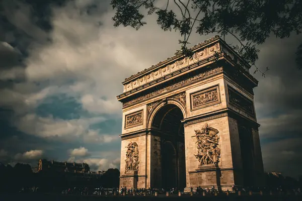 Arc Triomphe Dramatic Skies Paris France — Stock Photo, Image