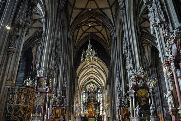 The Interior of the Majestic St. Stephen's Cathedral - Vienna, Austria