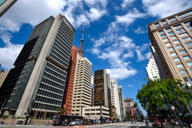 The Stretch of Paulista Avenue between Consolacao and Bela Vista Neighborhoods on a Sunny Day - Sao Paulo, Brazil clipart