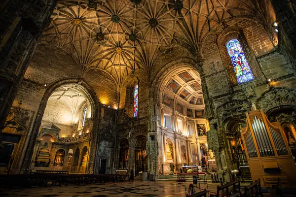 Stock image The Beautiful Ornate Interior of Jeronimos Monastery Main Chapel - Lisbon, Portugal