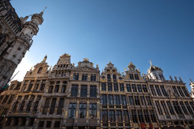 Grand Place 'deki Tarihi Guildhall cepheleri - Brüksel, Belçika
