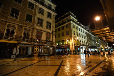Rua Augusta 'daki Gece Sahnesi - Lizbon, Portekiz