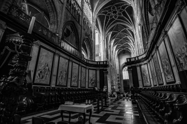 Saint Bavos Katedrali 'nin Siyah-Beyaz Görünümü - Gent, Belçika