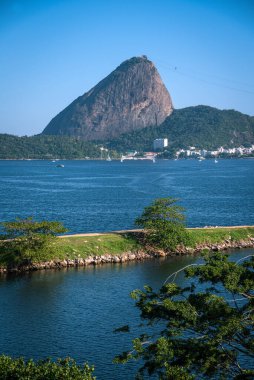 Santos Dumont Havaalanı 'ndan Sugarloaf Dağı' nın Manzarası Rio de Janeiro, Brezilya