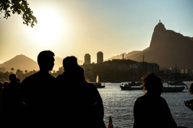 Corcovado - Rio de Janeiro, Brezilya manzaralı Urca 'da Günbatımı Toplantısı