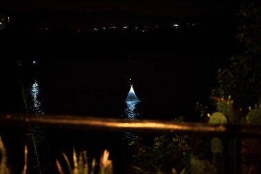 Itaipu Gölü 'nde fenerli Gece Balıkçısı, Niteroi Rio de Janeiro Eyaleti, Brezilya