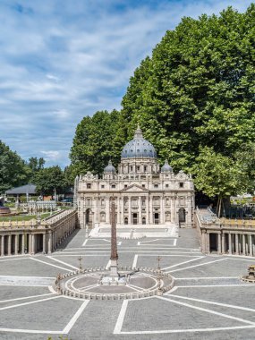 Park Minimundus am Worthersee, Klagenfurt, Carinthia, Avusturya, halk yok, minyatür Aziz Peter Bazilikası, Roma, Vatikan