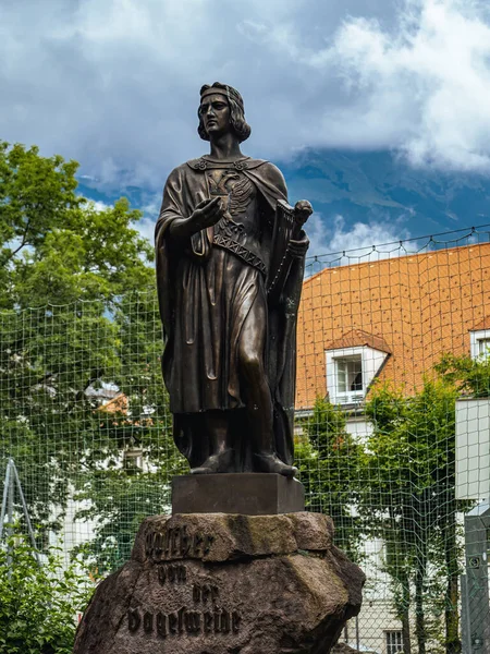 Bronze Statue Medieval Poet Singer Walter Von Der Vogelweide Innsbruck — Stock Photo, Image