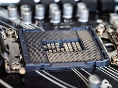 Siyah bir anakart, yarı iletken elektronik endüstri, basılı devre kartı, bilgisayar bilimi...