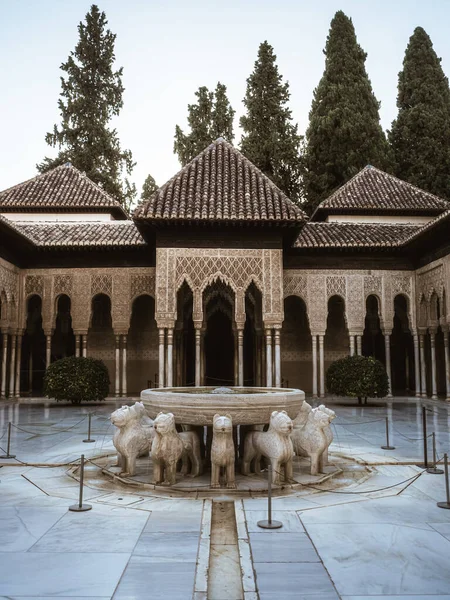 Leeuwenfontein Binnenplaats Patio Los Leones Palacios Nazaries Alhambra Andalusië Granada — Stockfoto