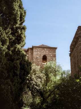 Malaga 'daki Alcazaba kalesinin kalesi, geometrik İslami mimari, Endülüs, İspanya