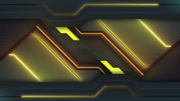 Jalur Neon Kuning Futusristic Abstrak Motion Background Aliran Overlay — Stok Video
