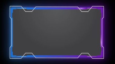 Blue Purple Stream Animasyon Oyuncuları Yüzü Web Kamerası Çerçeve 4K Şablonu