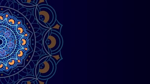 Mandala Floral Σχέδιο Στα Αριστερά Γαλάζιο Χρώμα Βίντεο Οθόνη Οθόνης — Αρχείο Βίντεο