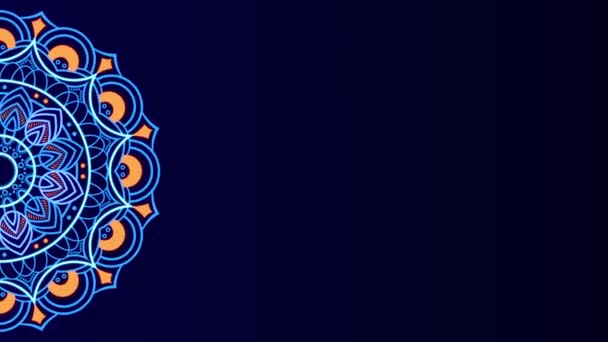Mandala Floral Σχέδιο Δροσερό Γαλάζιο Χρώμα Βίντεο Οθόνη Οθόνης Animation — Αρχείο Βίντεο