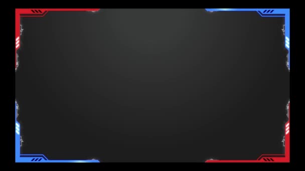 Twitch Streaming Overlay Facecam Frame Com Elegante Azul Vermelho — Vídeo de Stock