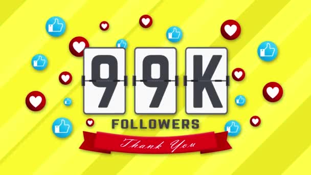 99K追随者 社交网站贴 谢谢你跟著我恭喜你 — 图库视频影像