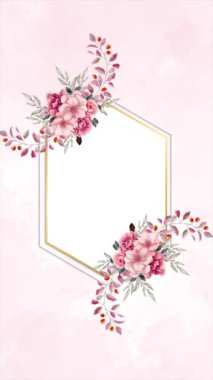 Elegant Pink Floral Wedding Invitation Template with flower petals fall