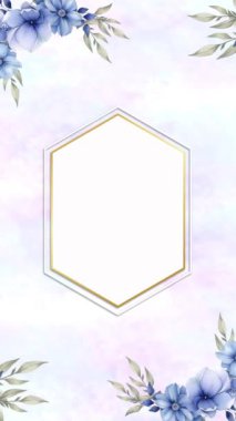 Blue Bouquets with cloud Wedding Invitation Template