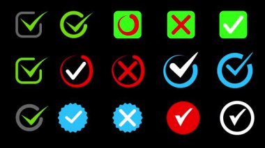 check mark animation yes or no, green blue or red sign