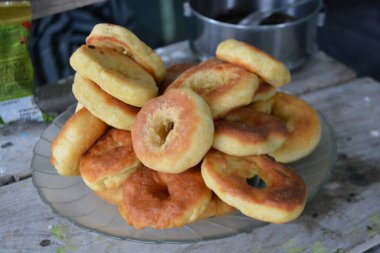 sweet donuts with sugar powder